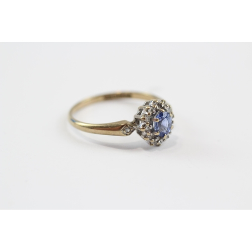50 - 9ct Gold Sapphire & Diamond Dress Ring (1.8g) Size  M 1/2