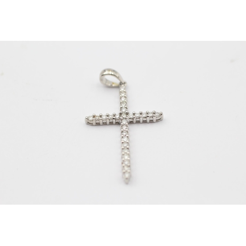 78 - 14ct White Gold Diamond Cross Pendant (1.4g)