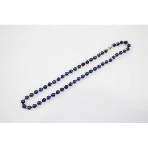 80 - 9ct Gold Lapis Lazuli Single Strand Necklace (17.7g)