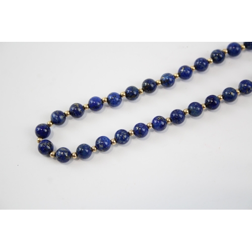 80 - 9ct Gold Lapis Lazuli Single Strand Necklace (17.7g)