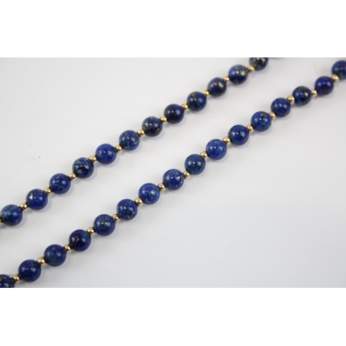 80 - 9ct Gold Lapis Lazuli Single Strand Necklace (17.7g)