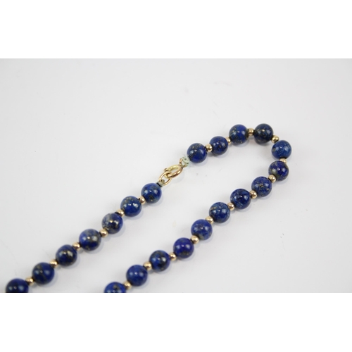 80 - 9ct Gold Lapis Lazuli Single Strand Necklace (17.7g)