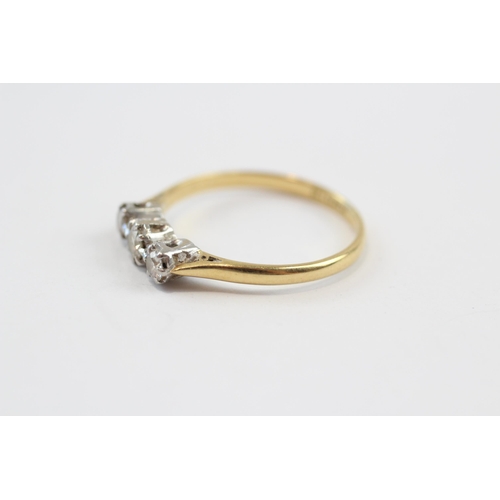 84 - 18ct Gold Old Cut Diamond Three Stone Ring (2.6g) Size  R 1/2