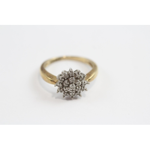 91 - 9ct Gold Diamond Cluster Ring (2.6g) Size  M