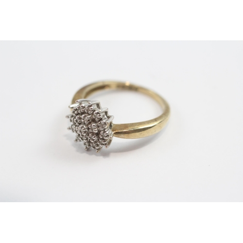 91 - 9ct Gold Diamond Cluster Ring (2.6g) Size  M