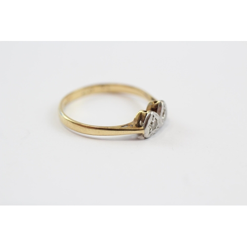 96 - 18ct Gold Single Cut Diamond Double Heart Ring (2g) Size  L 1/2