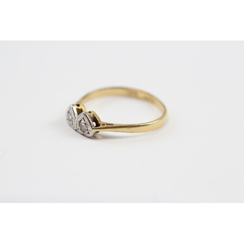 96 - 18ct Gold Single Cut Diamond Double Heart Ring (2g) Size  L 1/2