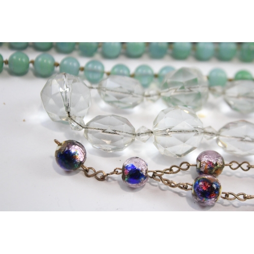 171 - A Collection Of Vintage Glass Necklaces Including Foiled