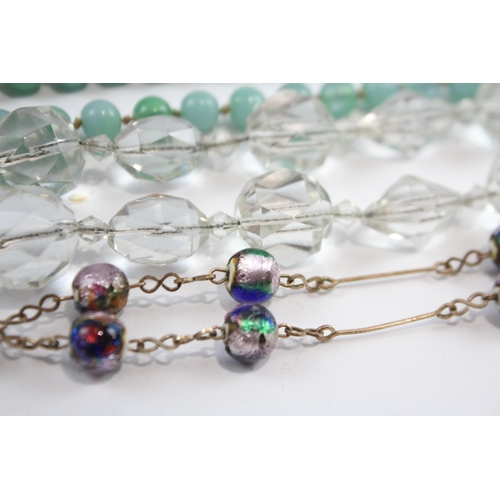 171 - A Collection Of Vintage Glass Necklaces Including Foiled