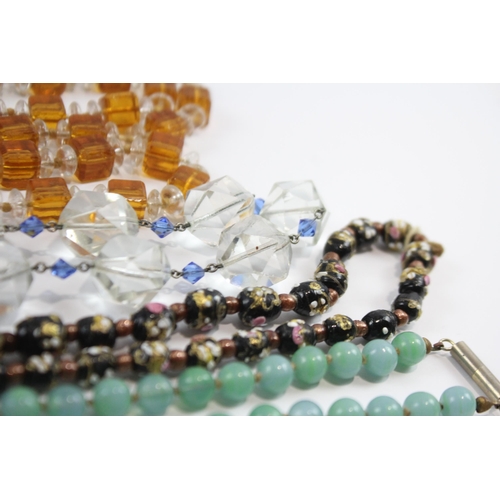 171 - A Collection Of Vintage Glass Necklaces Including Foiled