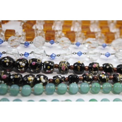 171 - A Collection Of Vintage Glass Necklaces Including Foiled