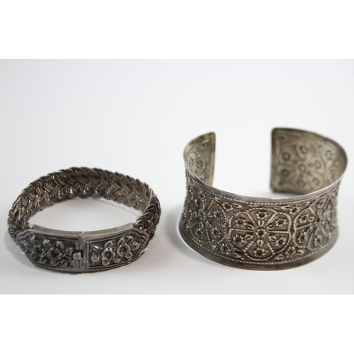 174 - Two Silver Bangles With Foliate Designs