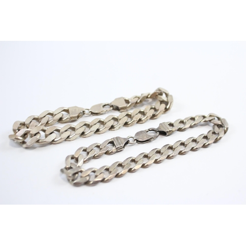 184 - Two Silver Curb Link Bracelets