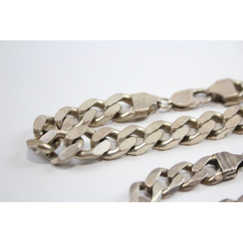 184 - Two Silver Curb Link Bracelets