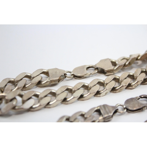 184 - Two Silver Curb Link Bracelets