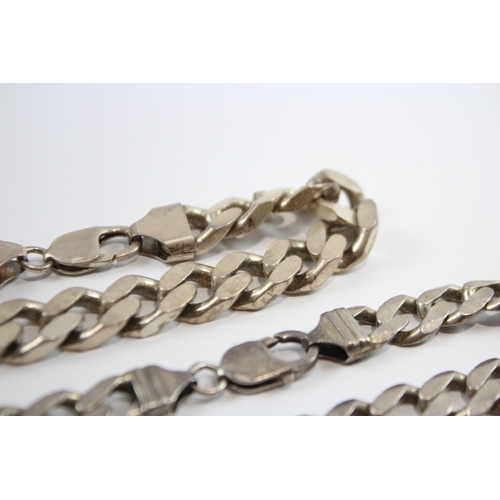 184 - Two Silver Curb Link Bracelets