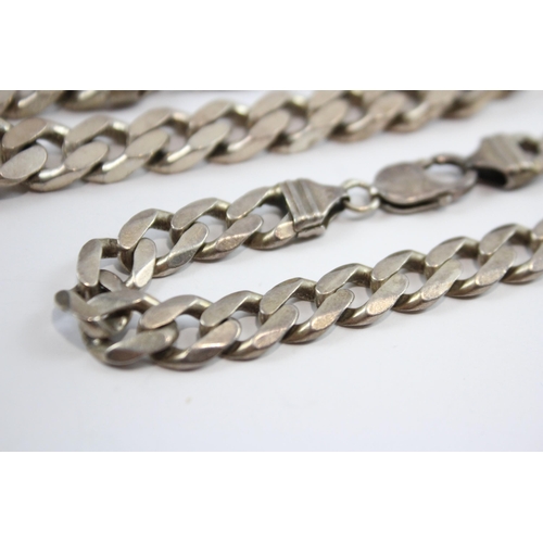 184 - Two Silver Curb Link Bracelets