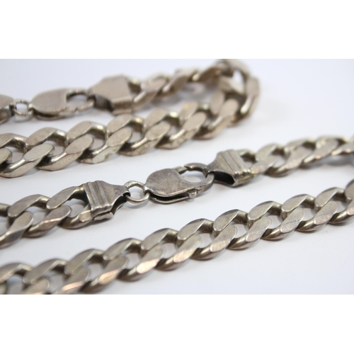 184 - Two Silver Curb Link Bracelets