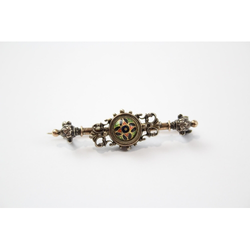 187 - Silver Antique Brooch With Gilt And Enamel