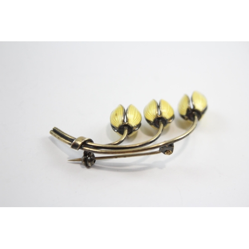 192 - Silver Enamel And Gilt Lily Of The Valley Brooch