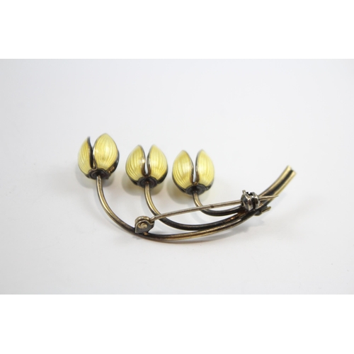 192 - Silver Enamel And Gilt Lily Of The Valley Brooch