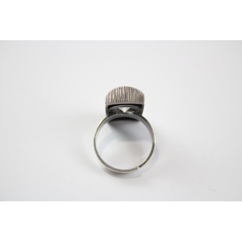 194 - Silver Stone Set Ring By Maker Finnish Maker Sten & Laine