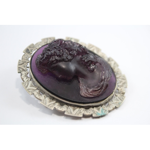 195 - Silver Antique Carved Cameo Brooch