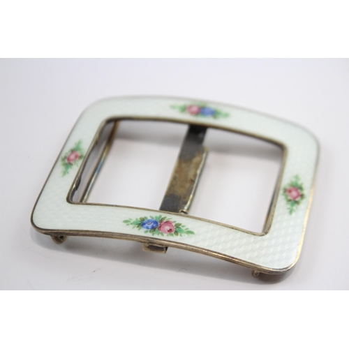 198 - Silver Guilloche Enamel Buckle