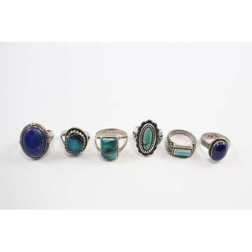 201 - A Collection Of Silver Gemstone Rings Including Navajo