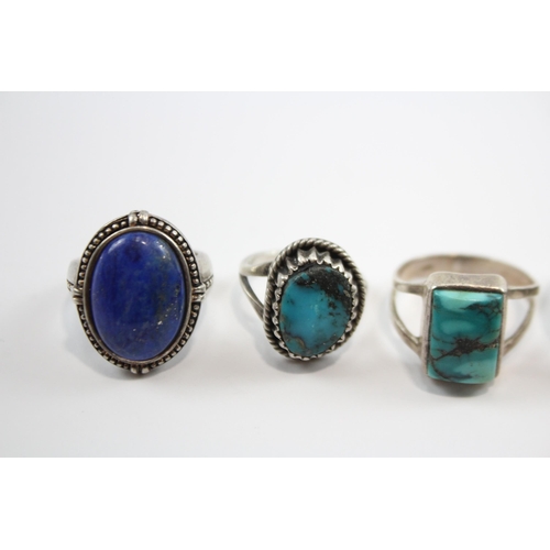 201 - A Collection Of Silver Gemstone Rings Including Navajo