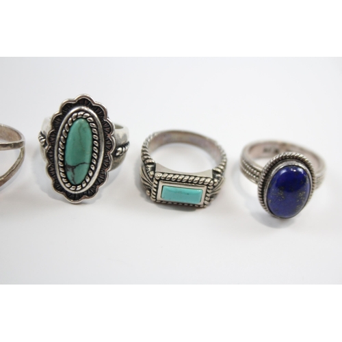 201 - A Collection Of Silver Gemstone Rings Including Navajo