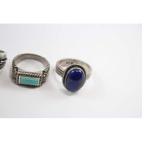 201 - A Collection Of Silver Gemstone Rings Including Navajo