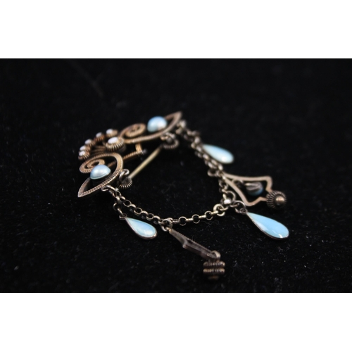 211 - Silver Lavaliere Enamel Brooch