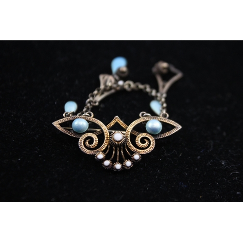 211 - Silver Lavaliere Enamel Brooch