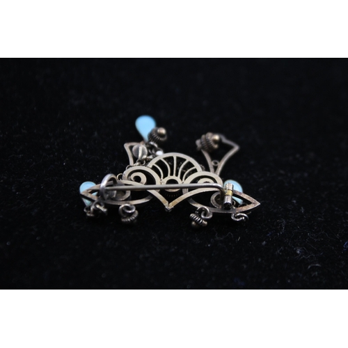 211 - Silver Lavaliere Enamel Brooch