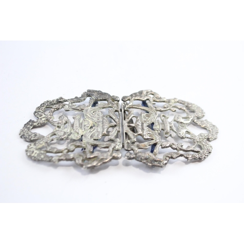 262 - Vintage Hallmarked 1973 Birmingham Sterling Silver Ladies Ornate Belt Buckle 55g