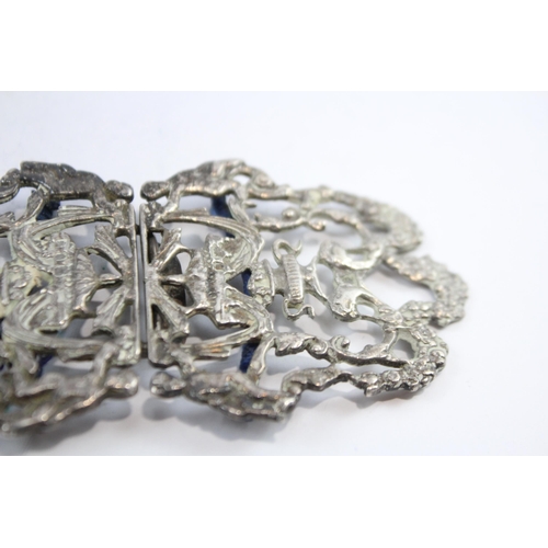 262 - Vintage Hallmarked 1973 Birmingham Sterling Silver Ladies Ornate Belt Buckle 55g