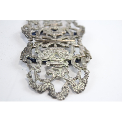 262 - Vintage Hallmarked 1973 Birmingham Sterling Silver Ladies Ornate Belt Buckle 55g