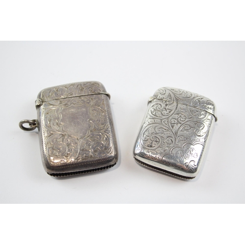 270 - 2 x Antique / Vintage Hallmarked .925 Sterling Silver Vesta / Match Cases (55g)