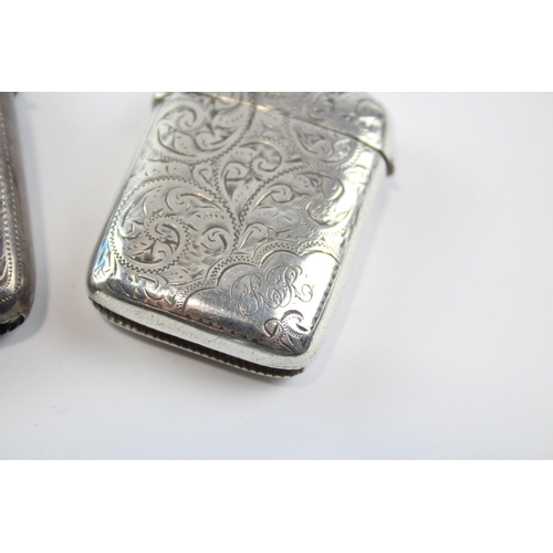 270 - 2 x Antique / Vintage Hallmarked .925 Sterling Silver Vesta / Match Cases (55g)