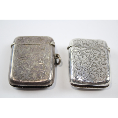 270 - 2 x Antique / Vintage Hallmarked .925 Sterling Silver Vesta / Match Cases (55g)