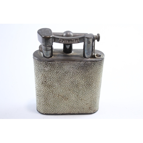 276 - Vintage DUNHILL Silver Plated & Shagreen Lift Arm Table Cigarette Lighter