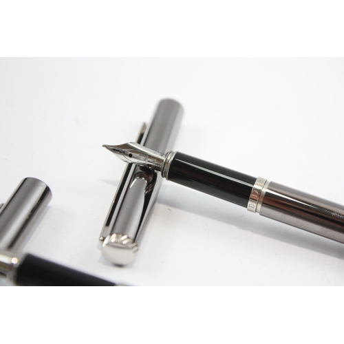 297 - ALFRED DUNHILL Chrome Fountain Pen w/ 18ct White Gold Nib, Rollerball Etc