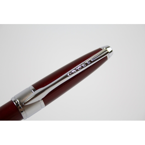 298 - CROSS Apogree Red Lacquer Fountain Pen w/ 18ct White Gold Nib WRITING Boxed