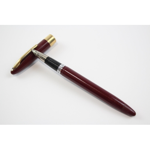 303 - Vintage SHEAFFER Snorkel Burgundy FOUNTAIN PEN w/ Steel Nib WRITING