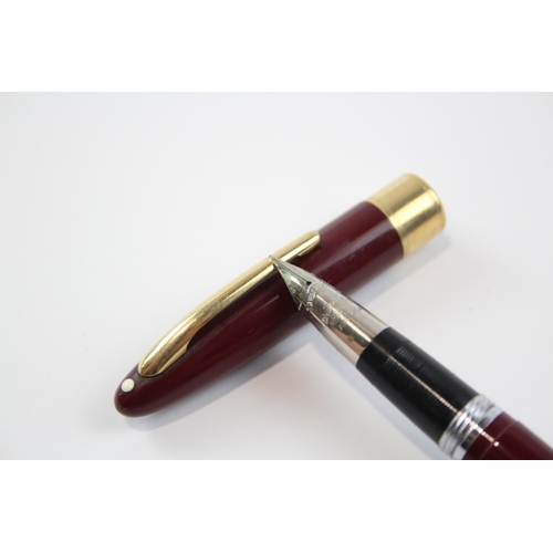 303 - Vintage SHEAFFER Snorkel Burgundy FOUNTAIN PEN w/ Steel Nib WRITING