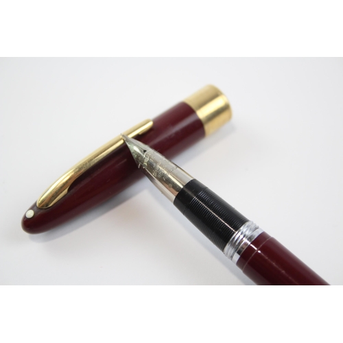 303 - Vintage SHEAFFER Snorkel Burgundy FOUNTAIN PEN w/ Steel Nib WRITING