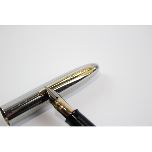 304 - Vintage SHEAFFER Snorkel Grey FOUNTAIN PEN w/ 14ct Gold Nib WRITING