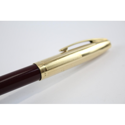 306 - Vintage SHEAFFER Imperial Burgundy FOUNTAIN PEN w/ 14ct Gold Nib WRITING