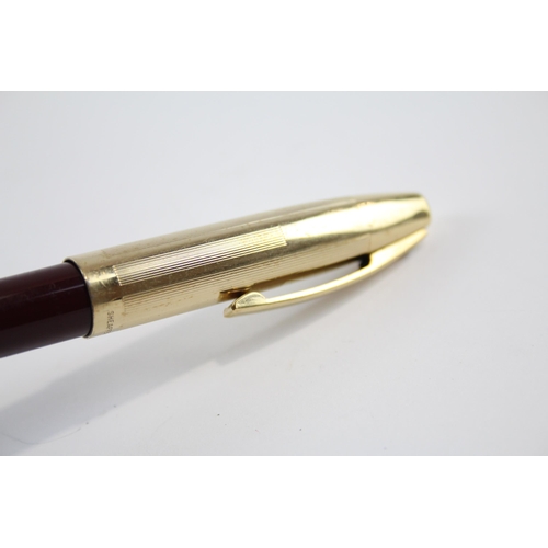 306 - Vintage SHEAFFER Imperial Burgundy FOUNTAIN PEN w/ 14ct Gold Nib WRITING